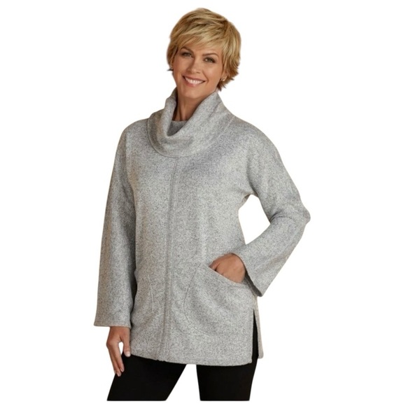 Coldwater Creek Sweaters - Soft Surroundings Gray Cowl Neck Tunic Sweater With Pockets Women’s Small